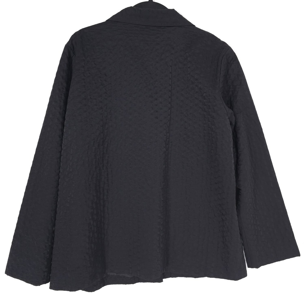 EILEEN FISHER Women's Jacket Coat MEDIUM Black Button Front ITALIAN FABRIC - Picture 7 of 10